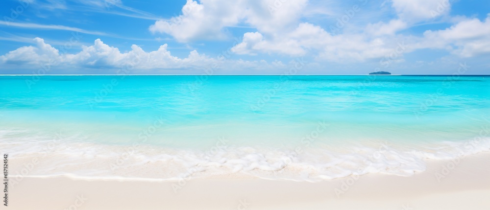 Sunny Day in Maldives: Turquoise Ocean and Sandy Beach