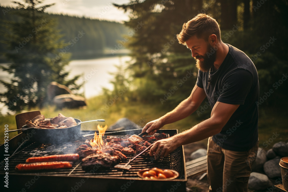 Fototapeta premium barbecue in the forest