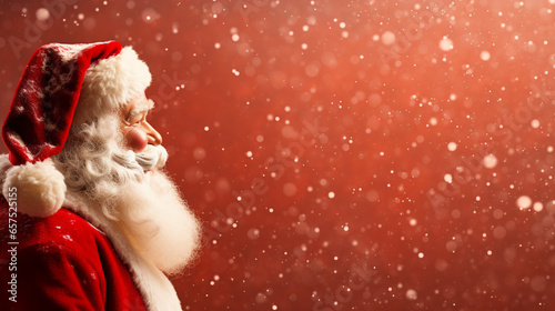 santa on red background with copy space 