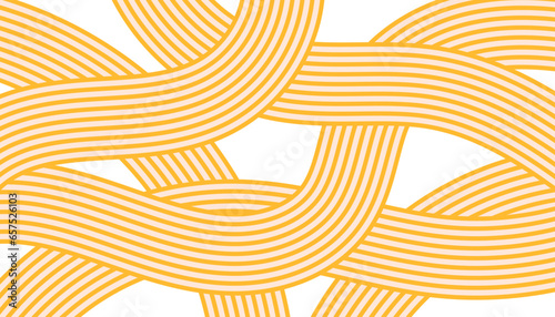 Yellow noodle texture. Abstract asian ramen ornament with wave lines.