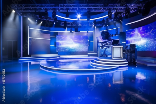TV broadcast studio for producting news and talkshow photo