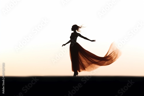 A silhouette black vector of a woman dancing, isolated on a white background