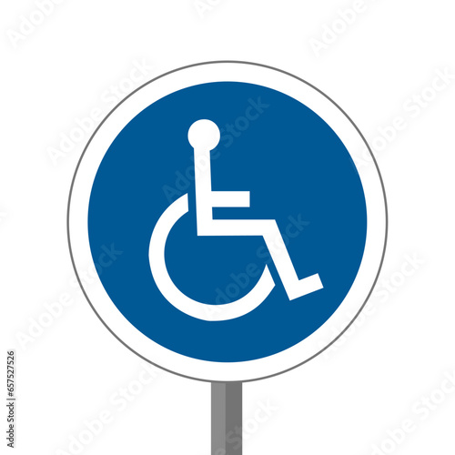 Place handicapé EPI Panneau équipements sécurité au travail rond bleu