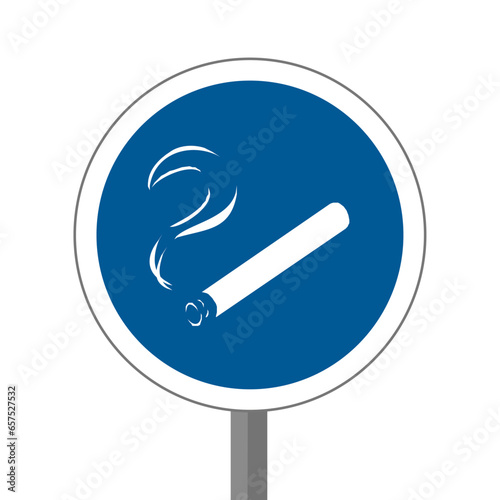 Cigarette zone fumeur EPI Panneau équipements sécurité au travail rond bleu