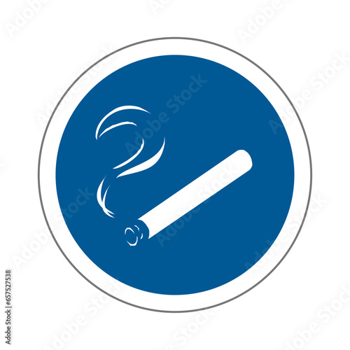 Cigarette zone fumeur EPI Panneau équipements sécurité au travail rond bleu