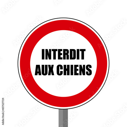 Interdit aux chiens Panneau rond rouge 