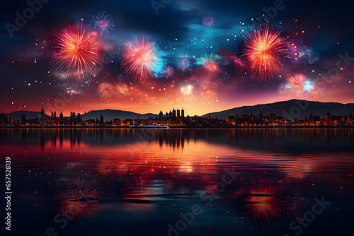 Spectacular New Year's Fireworks Display ai generated art