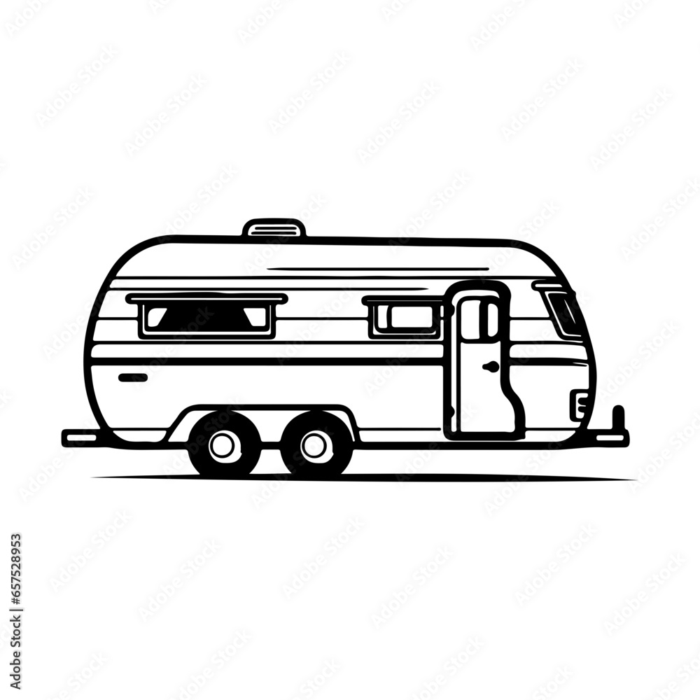 camper trailer, Truck tow caravan vector illustration. camper trailer, Truck tow caravan vector illustration.