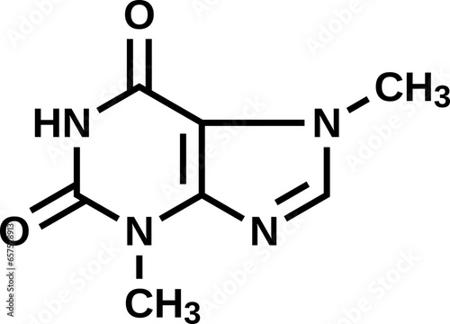 Theobromine structural formula, vector illustration