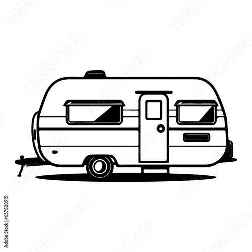camper trailer, Truck tow caravan vector illustration.