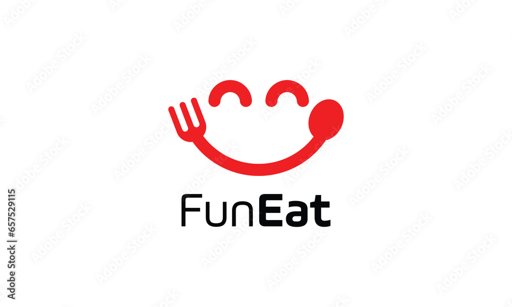 Smile spoon and fork logo for food business