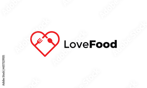 Love outline fork and spoon logo for food business