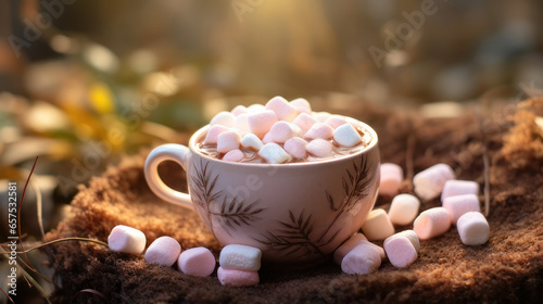 christmas,a cup of cacao filled with marshmallow