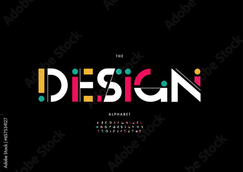 Vector of stylized modern font and alphabet