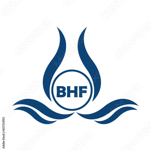 BHF letter water drop icon design with white background in illustrator, BHF Monogram logo design for entrepreneur and business.
 photo