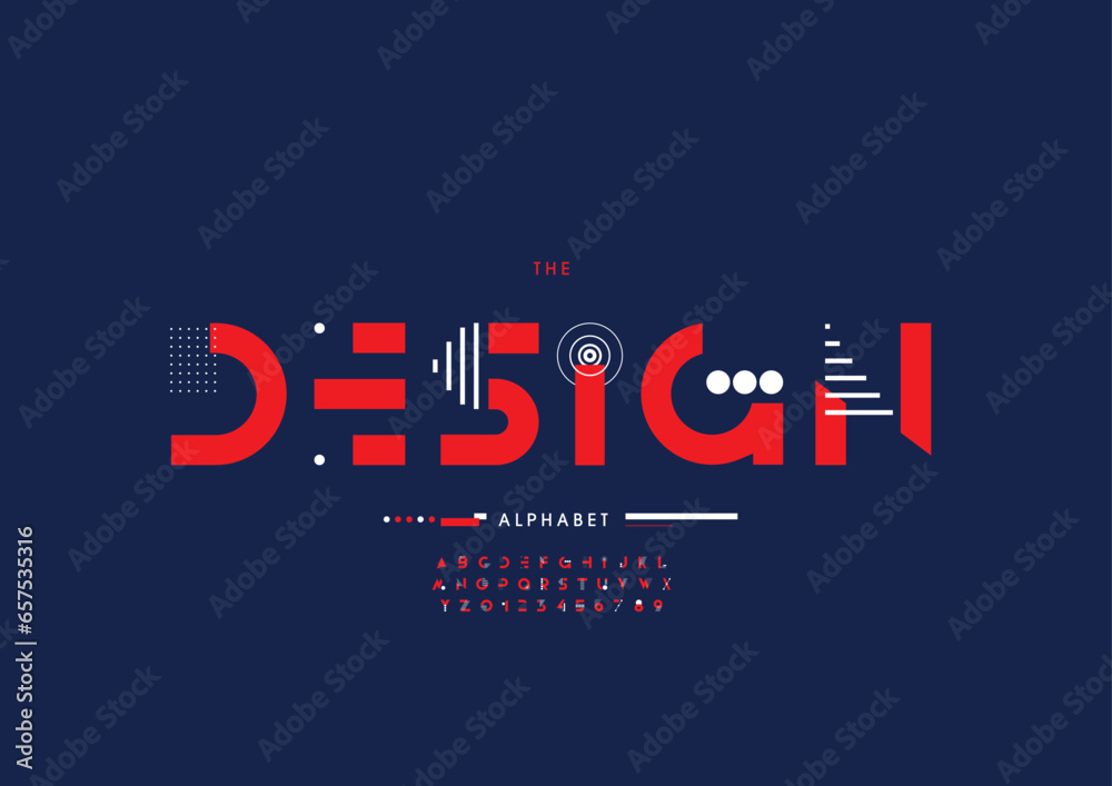 Vector of stylized modern font and alphabet Vector of stylized modern font and alphabet