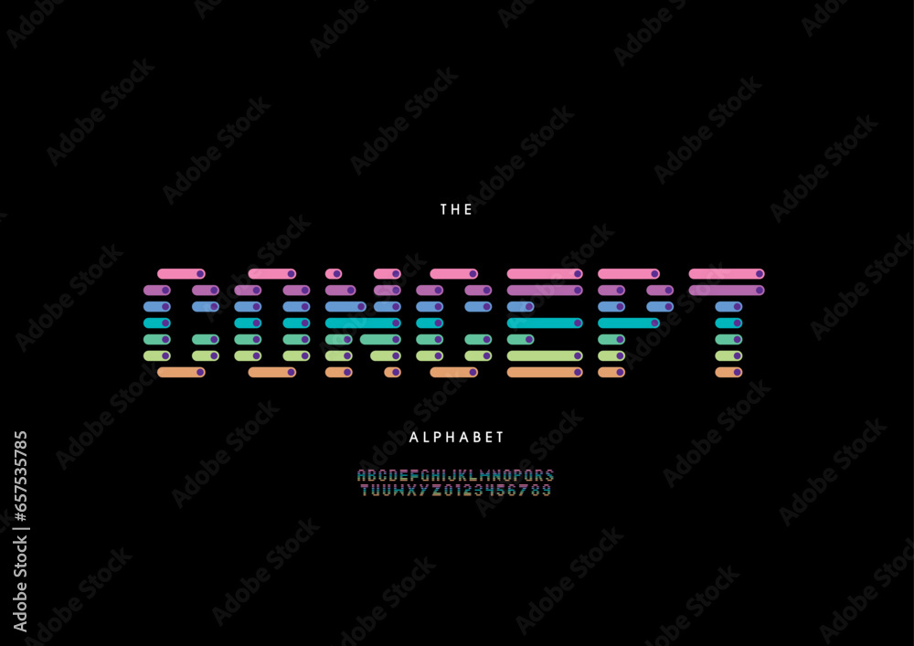 Vector of stylized modern font and alphabet Vector of stylized modern font and alphabet