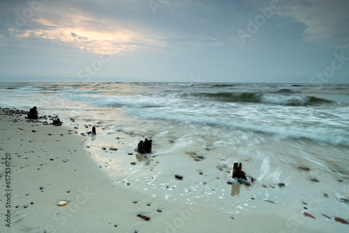 Natural landscape from the sea on a cloudy windy day.