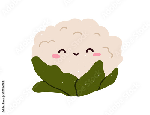 Happy cauliflower character. Cute funny vegetable, positive emotion, smiling ...