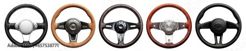 Set of steering wheels cut out photo