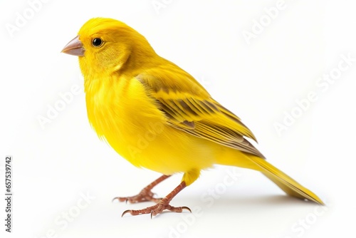 Realistic image of a belgian canary on white background. Generative AI photo