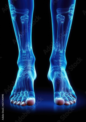 Foot pain illustration like 3D model of hurting body in need of pills and hospital. Generative Ai. © annamaria