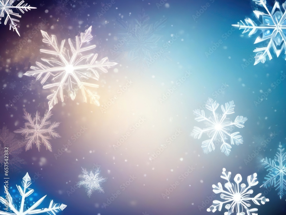 Beautiful snowflakes on colorful background. Generative AI Beautiful snowflakes on colorful background. Generative AI