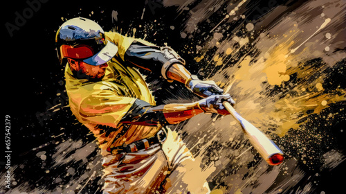 Abstract Acryl Oil Surreal Baseball Softball The Batter Tries to Hit the Ball Digital Art Wallpaper Background Cover Brainstorming