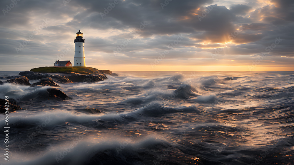 lighthouse at storm
