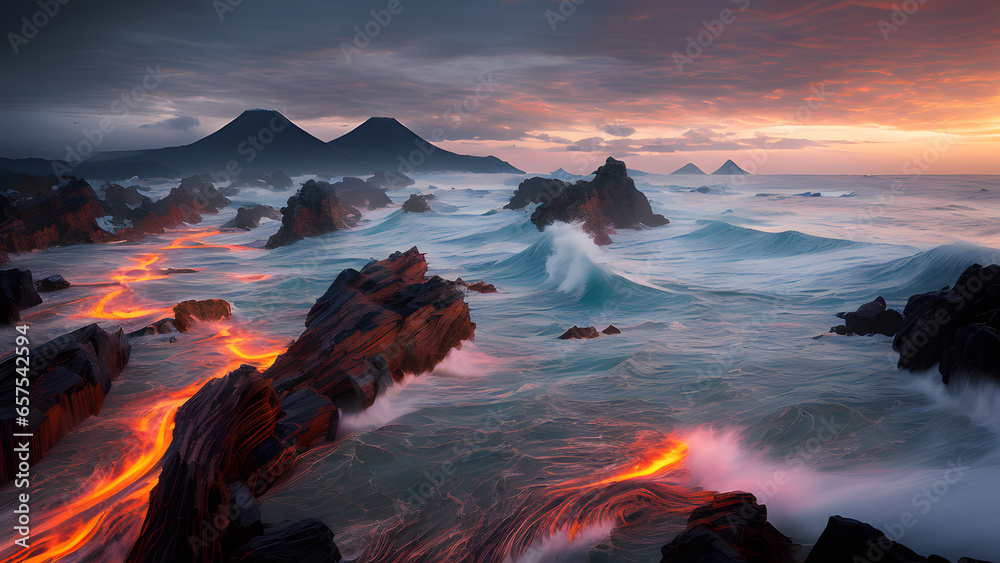 Fototapeta premium calm sea sunset