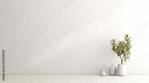 Minimalist room with white wall as home design mockup template