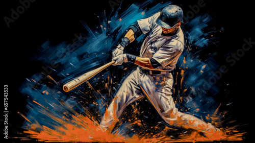 Abstract Acryl Oil Surreal Baseball Softball The Batter Tries to Hit the Ball Digital Art Wallpaper Background Cover Brainstorming photo