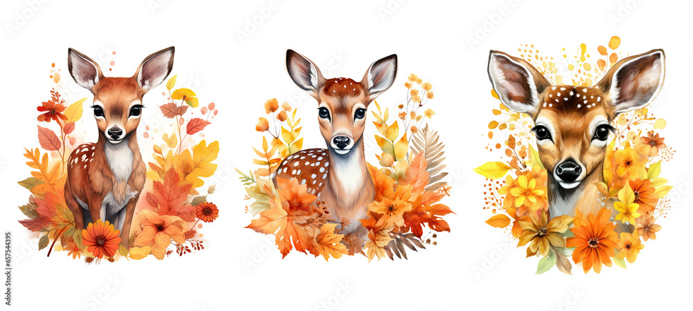 Watercolor Autumn Deer Clipart Watercolor Autumn Deer Clipart