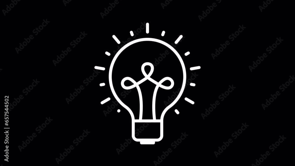 Light bulb. WHITE line icon animation on a transparent background Light bulb. WHITE line icon animation on a transparent background