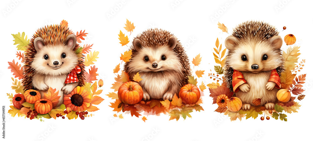 custom made wallpaper toronto digitalWatercolor Autumn Hedgehog Clipart