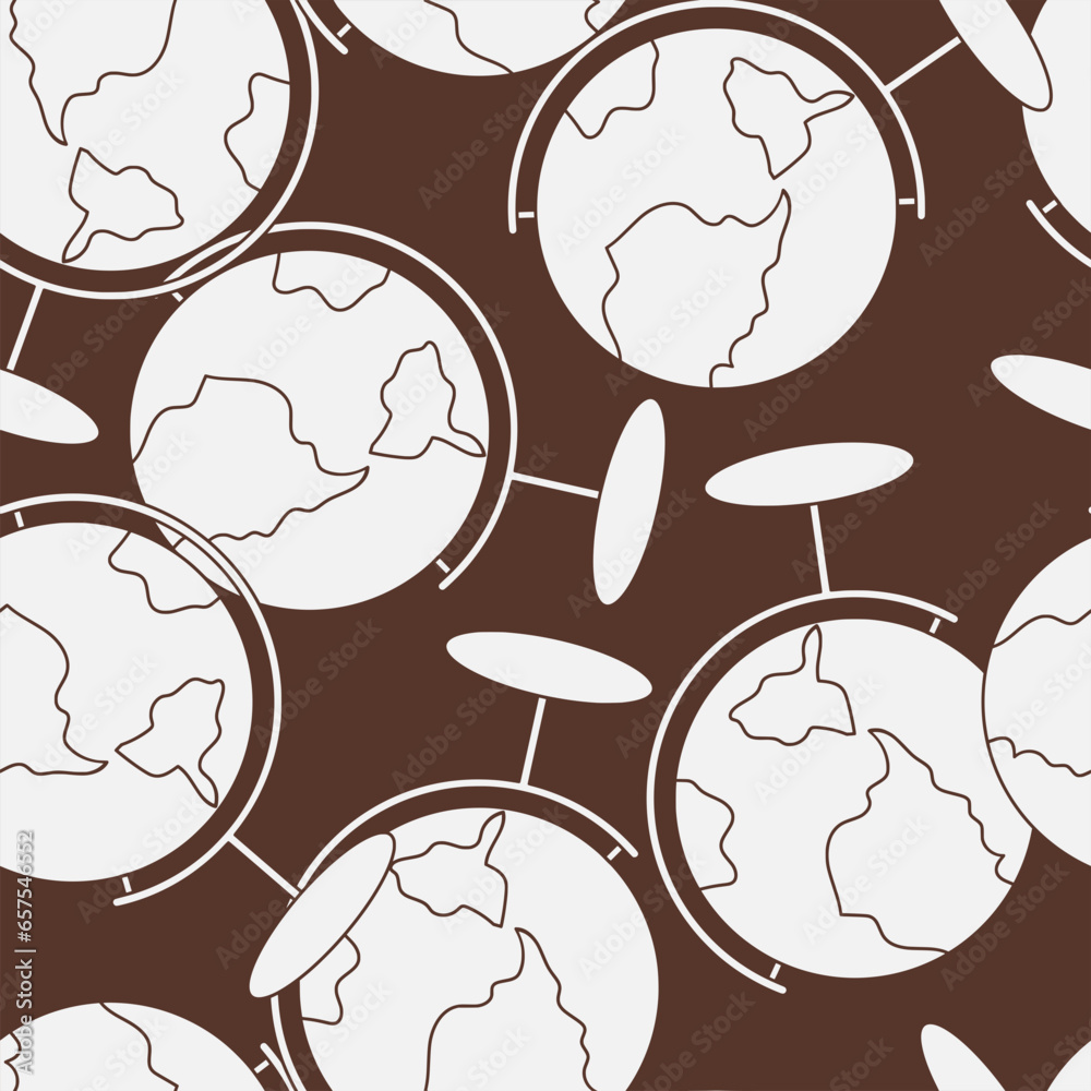 Globe line art seamless pattern. Suitable for backgrounds, wallpapers, fabrics, textiles, wrapping papers, printed materials, and many more.
