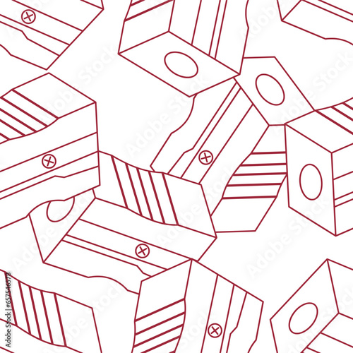 Pencil sharpener line art seamless pattern. Suitable for backgrounds, wallpapers, fabrics, textiles, wrapping papers, printed materials, and many more.