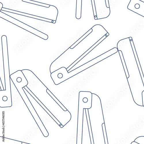 Stapler line art seamless pattern. Suitable for backgrounds, wallpapers, fabrics, textiles, wrapping papers, printed materials, and many more.