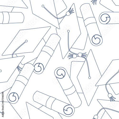Toga hat line art seamless pattern. Suitable for backgrounds, wallpapers, fabrics, textiles, wrapping papers, printed materials, and many more.
