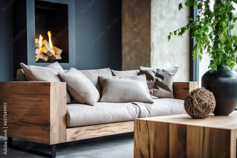 Scandinavian home interior design of modern living room. Stock Photo ...