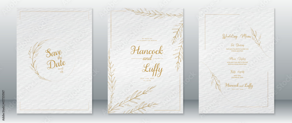 Wedding invitation card template luxury design with gold frame ,gold ...