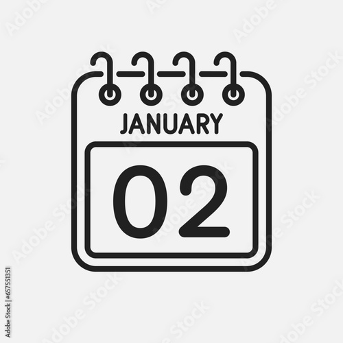 Icon page calendar day - 2 January