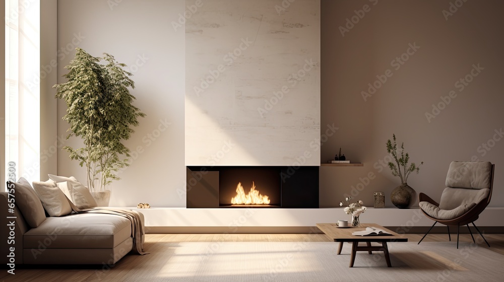 Fototapeta premium Elegant minimal interior design, simple and minimalist indoor living space of home
