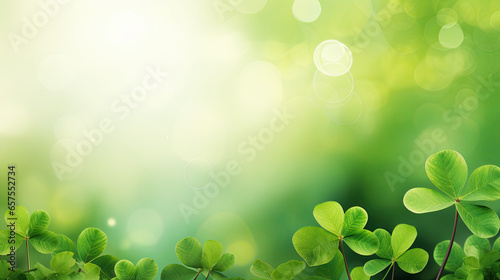  St. Patrick's Day background with clover leaf and lens flare