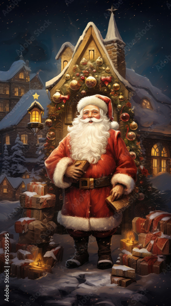 Illustration of Christmas Poster with Santa Claus