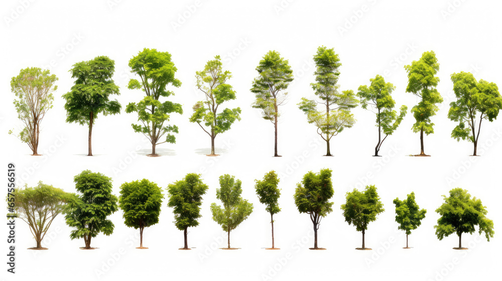ollection of Isolated Trees on white background , A beautiful trees from Thailand , Suitable for use in architectural design , Decoration work , Used with natural articles both on print and website. - obrazy, fototapety, plakaty 