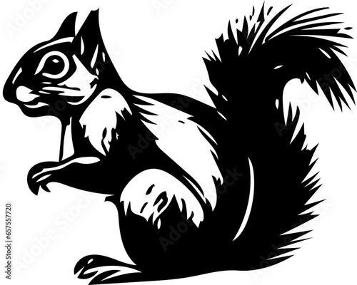 squirrel on a branch | squirrel with nut | vector illustration | Silhouette Mascot logo tattoo