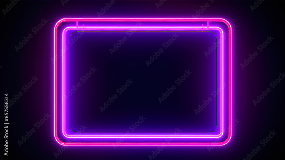 Fototapeta premium Neon frame on dark background. Neon sign.
