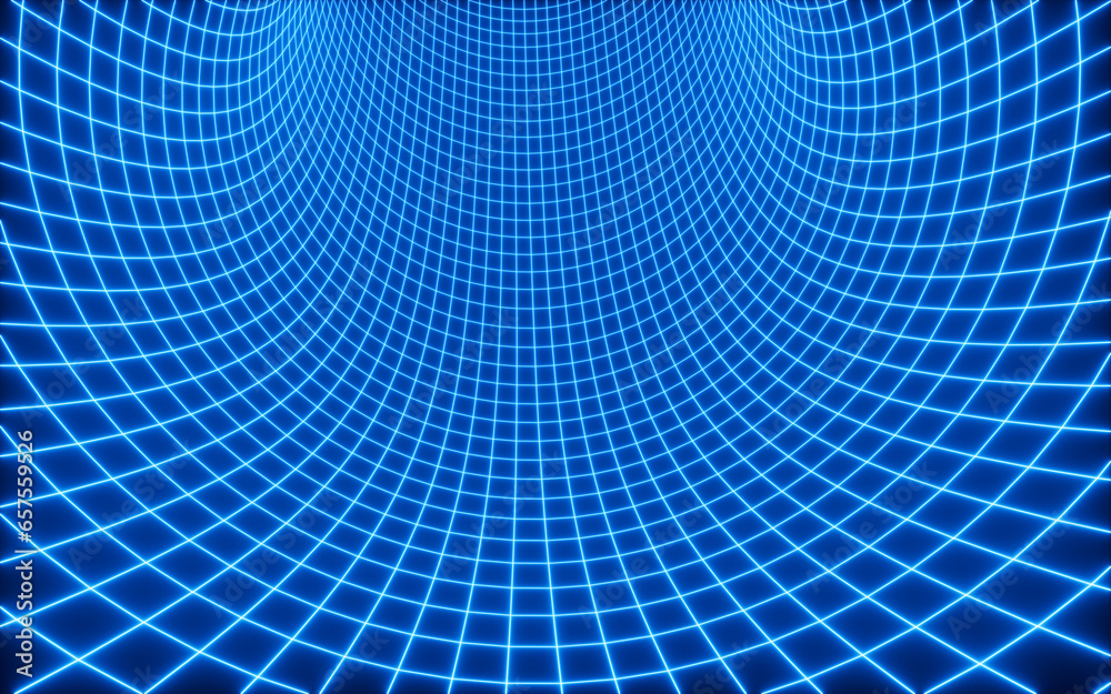 Naklejka premium Abstract neon tunnel, neon wormhole, 3d rendering.