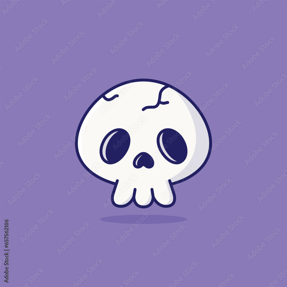 Cute skull cartoon vector illustration halloween holiday concept icon isolated